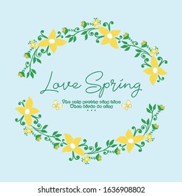 Decorative frame with seamless leaves and flower, for love spring invitation card design. Vector