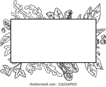 Decorative frame with seasonings and herbs