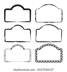 Decorative frame set. Artistic border collection. Monochrome creative design. Modern vector shapes.