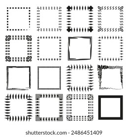 Decorative frame set. Unique border designs. Various artistic styles. Vector illustration.