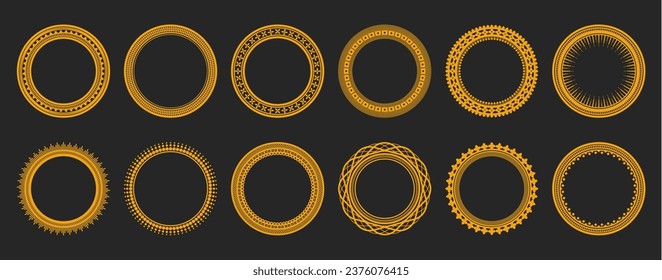 decorative frame set , vintage circle frame ,vector frame, ornament frame line geometric luxury frames , wedding banner label card geometric background vector illustration