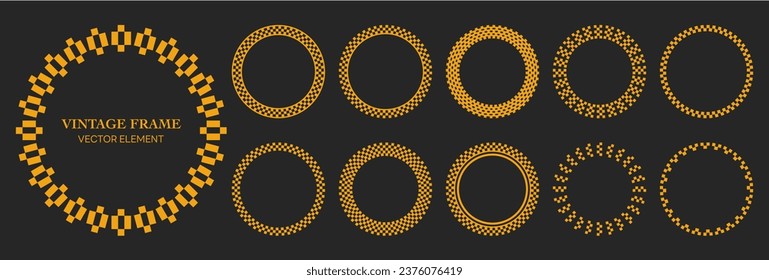 conjunto de marcos decorativos , marco de círculo vintage ,marco vectorial, línea de marco ornamento marcos geométricos de lujo , etiqueta de banner de boda tarjeta de fondo geométrico ilustración vectorial
