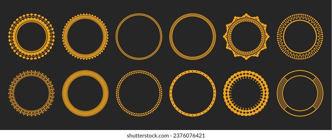 conjunto de marcos decorativos , marco de círculo vintage ,marco vectorial, línea de marco ornamento marcos geométricos de lujo , etiqueta de banner de boda tarjeta de fondo geométrico ilustración vectorial