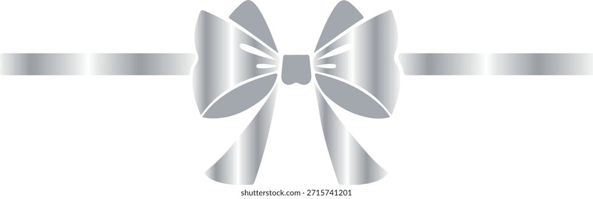 Marco decorativo con lazo de plata y cintas de plata en ambos lados, para diseños de vacaciones, invitaciones, volantes o marcos decorativos