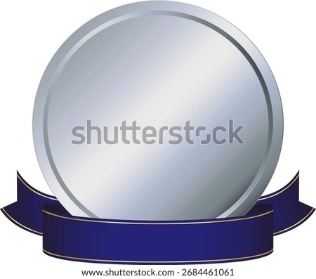 Decorative frame with silver medal and blue ribbon