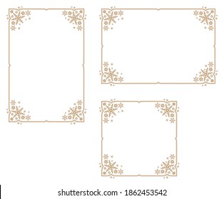 Decorative frame with snowflake theme.Decorative frame with winter theme.A frame that gave a change in size to the same design.Good frame for a4 size paper.Certificate background.