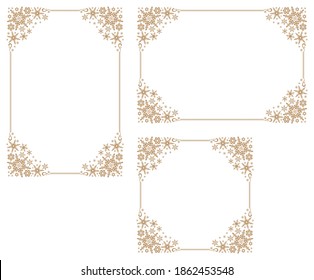 Decorative frame with snowflake theme.Decorative frame with winter theme.A frame that gave a change in size to the same design.Good frame for a4 size paper.Certificate background.