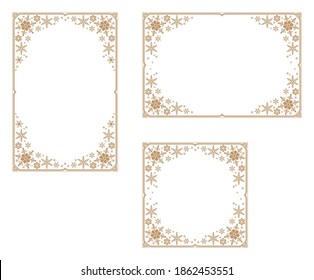 Decorative frame with snowflake theme.Decorative frame with winter theme.A frame that gave a change in size to the same design.Good frame for a4 size paper.Certificate background.