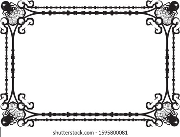Decorative frame with spiders and web corners