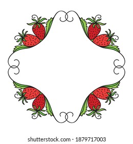 Decorative frame of strawberries. Vector illustration