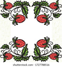 Decorative frame of strawberry. Vector illustration