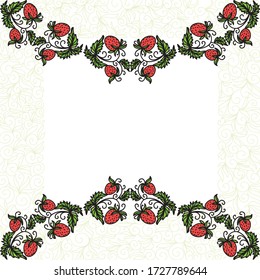 Decorative frame of strawberry. Vector illustration