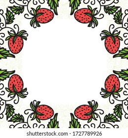 Decorative frame of strawberry. Vector illustration