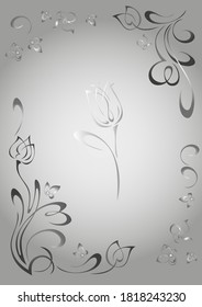 decorative frame with stylized flower buds and vignettes, with a large flower Bud in the center