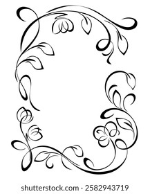 decorative frame with stylized flower ornament, leaves and vignettes; graphic design