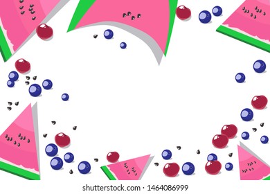 Decorative frame of summer berries, vector illustration
