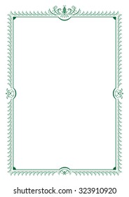 Decorative frame with swirls and leaves. A4 paper format.