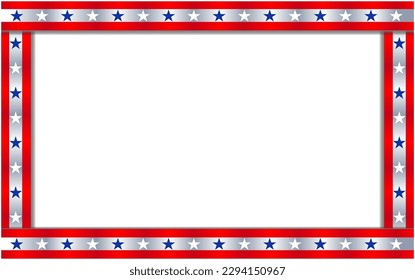 Decorative frame with the symbols of the United States flag with an empty space for text and images.