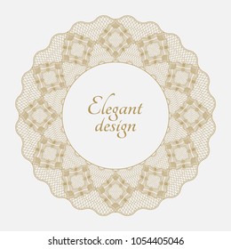 Decorative frame. A template for design. Circular ornament.Use as an element guilloche is possible. Vector illustration.