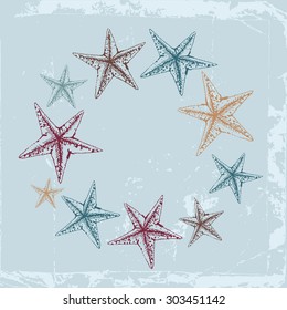 Decorative frame for text with starfishes