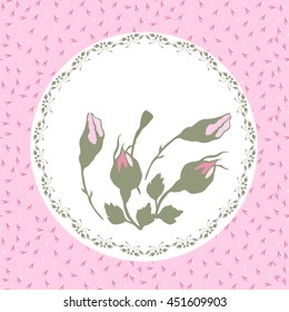 Decorative Frame. Universal card for invitation, Wedding and Birthday party. Pink background.