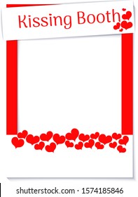 Decorative frame of the Valentine day. Selfie booth icon. Photo elements for kissing booth. Photography cabin on isolated background. 