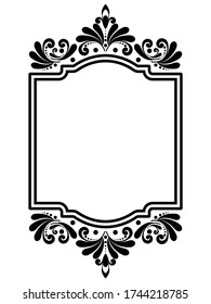 Decorative frame vector, baroque border design classic style, floral elements for design invitations, greeting cards, labels, cover book, monogram, wedding decoration and laser cutting, place for text