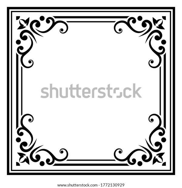 Decorative frame vector, baroque border design
classic style, floral elements for design invitations, greeting
cards, labels, cover book, monogram, wedding decoration and laser
cutting, place for
text
