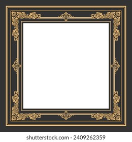 Decorative frame, vector design, geometric and floral ornament.