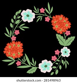 Decorative frame with vector flowers