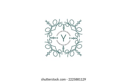 Decorative frame with vector ornament and letter Y in center and place for text. Can be used for jewelry, beauty and fashion industries. Great for logo, emblem, background or any idea you want.