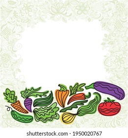 Decorative frame of vegetables. Vector illustration