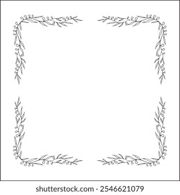 Zierrahmen, pflanzlicher Zierrahmen, Zierrahmen, Grußkartenecken, Banner, Visitenkarten, Einladungen. Isolierte Vektorgrafik.
