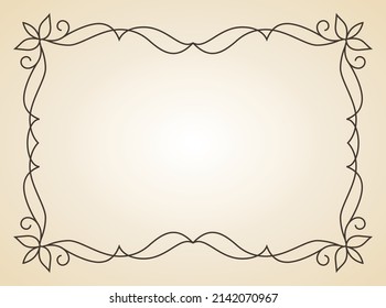 Decorative frame. Vintage calligraphic antique border. Ornate calligraph rectangle frame filigree floral ornaments for framed certificate template