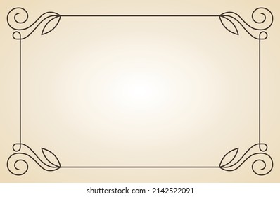 Decorative frame. Vintage calligraphic antique border. Ornate calligraph rectangle frame filigree floral ornaments for framed certificate template