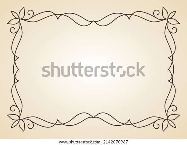 Decorative frame. Vintage calligraphic antique\
border. Ornate calligraph rectangle frame filigree floral ornaments\
for framed certificate\
template