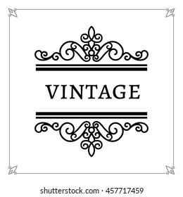 Decorative frame, vintage calligraphic vignette, decorative design elements in retro style, vector scroll embellishment on white