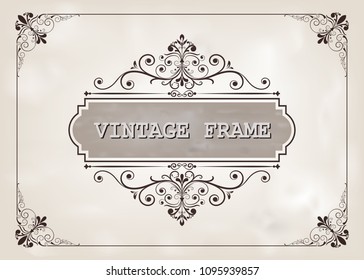 decorative frame in vintage style with beautiful filigree and retro border for premium invitation cards or luxury certificate on ancient background, ornament vector