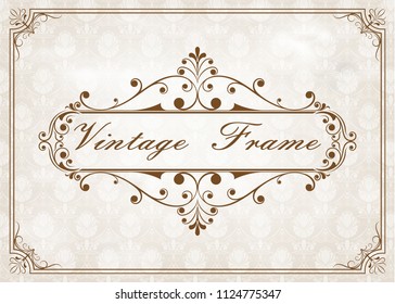 decorative frame in vintage style with beautiful filigree and retro border for premium invitation cards or luxury certificate on ancient background, ornament vector