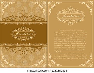 decorative frame in vintage style with beautiful filigree and retro border for premium invitation or wedding card on ancient background, luxury postcard, ornament vector