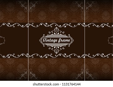 decorative frame in vintage style with beautiful filigree and retro border for premium invitation or wedding card on ancient background, luxury postcard, ornament vector