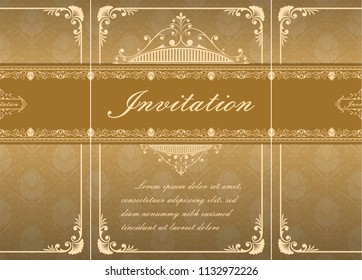 decorative frame in vintage style with beautiful filigree and retro border for premium invitation or wedding card on ancient background, luxury postcard, ornament vector