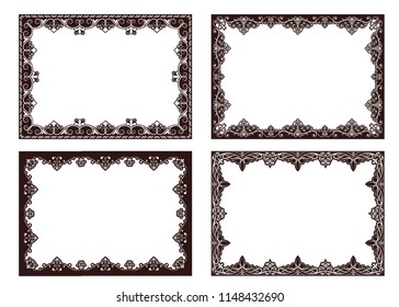 decorative frame in vintage style with beautiful filigree and retro border for premium invitation or wedding card on ancient background, luxury postcard, ornament vector