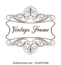 decorative frame in vintage style with beautiful filigree and retro border for premium invitation cards or luxury certificate on ancient background, ornament vector