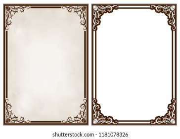 decorative frame in vintage style with beautiful filigree and retro border for premium invitation cards or luxury certificate on ancient background, ornament vector