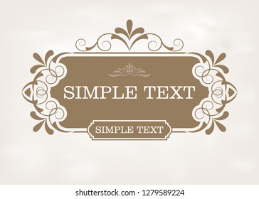 decorative frame in vintage style with beautiful filigree and retro border for premium invitation or wedding card on ancient background, luxury postcard, ornament vector