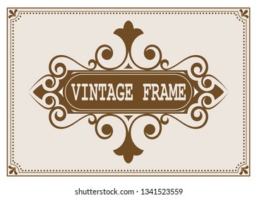 decorative frame in vintage style with beautiful filigree and retro border for premium invitation or wedding card on ancient background, luxury postcard, ornament vector