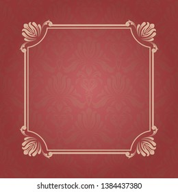 decorative frame in vintage style with beautiful filigree and retro border for premium invitation or wedding card on seamless pattern ancient background, luxury postcard, ornament vector