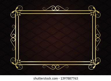 decorative frame in vintage style with beautiful filigree and retro border for premium invitation or wedding card on seamless pattern ancient background, luxury postcard, ornament vector