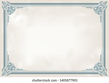 decorative frame in vintage style with beautiful filigree and retro border for premium invitation or wedding card on white background, luxury postcard, ornament vector